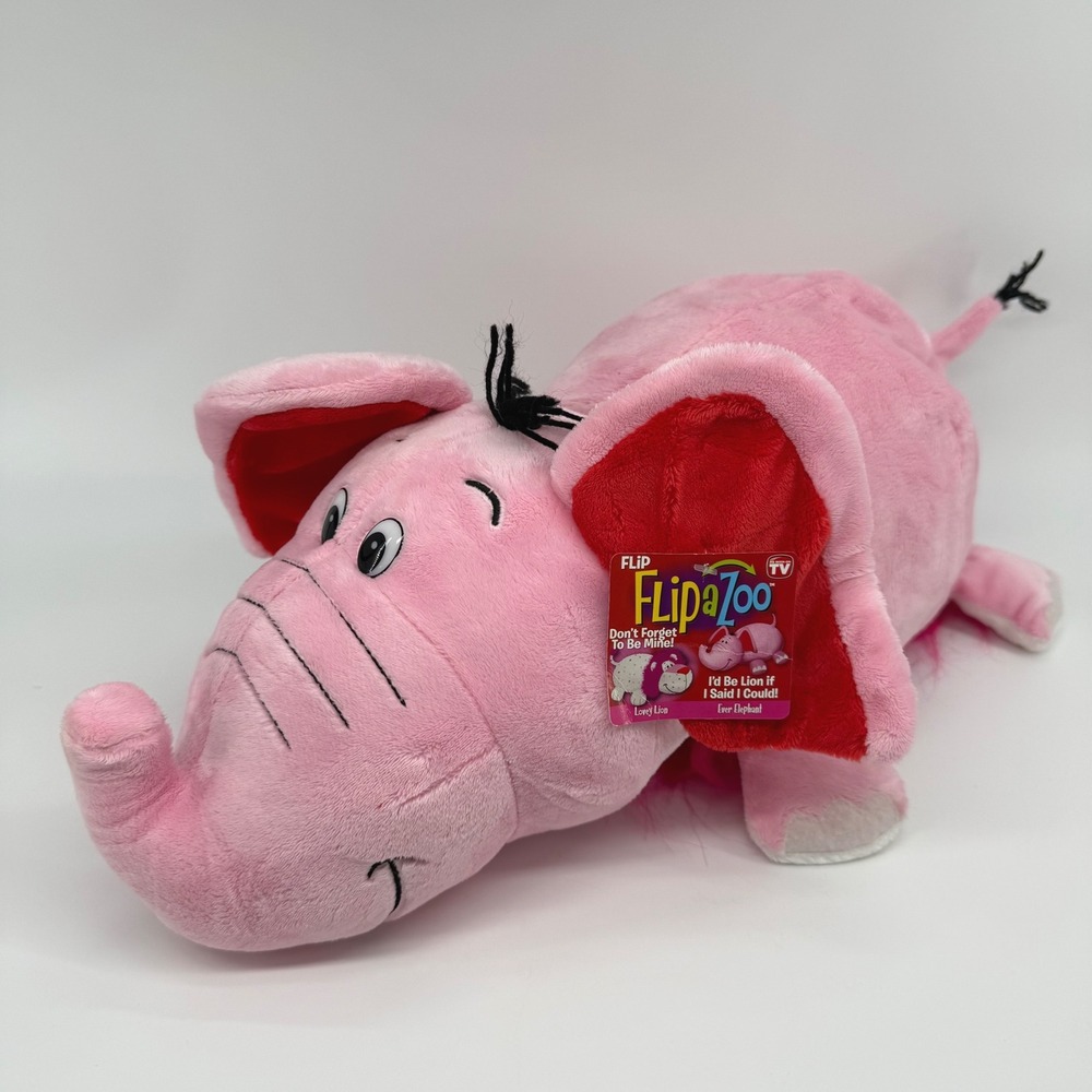 FlipaZoo Ever Elephant Lovey Lion Reversible Plush Toy 16in 84926 Valentines NEW